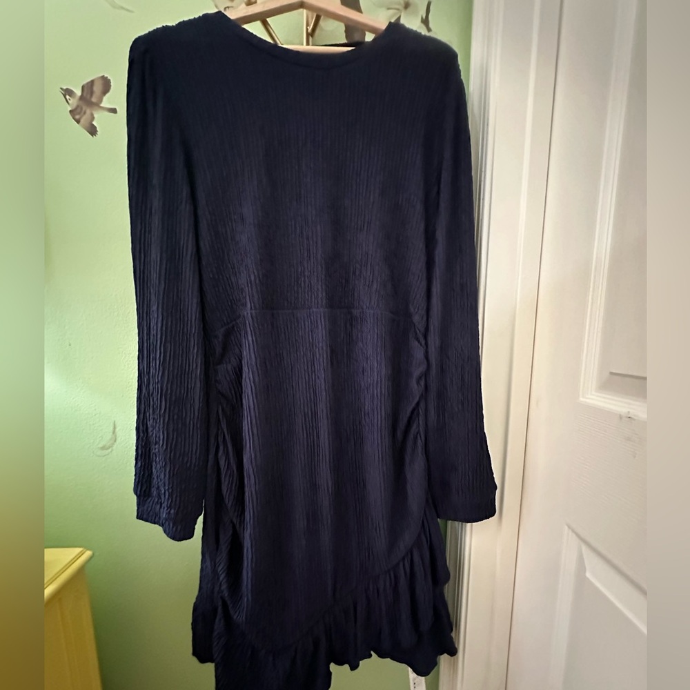 Elegant Navy Long Sleeve Dress or Bathing Suit Coverup